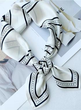 UNIC/原创小马图腾_桑蚕丝巴黎豹纹丝巾时髦手工卷边真丝披肩系脖