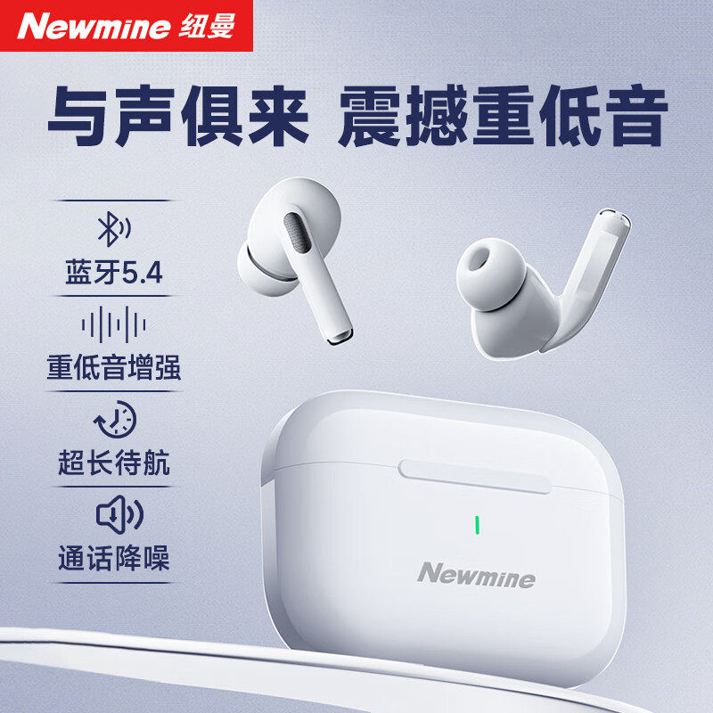 纽曼 LY19真无线蓝牙耳机 半入耳通话降噪 游戏低延迟长续航