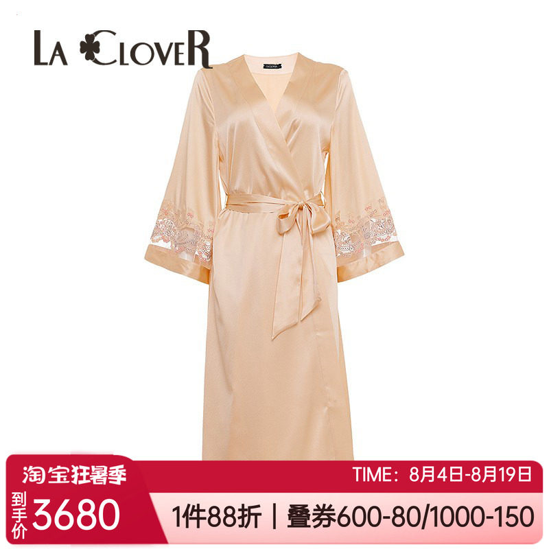兰卡文桑蚕丝女士婚礼长袖睡袍