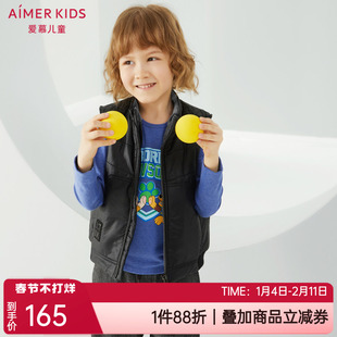 爱慕儿童秋冬男女孩加厚夹棉外穿保暖立领拉链背心马甲AK3814611