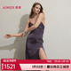 爱慕正品 26春夏性感亲肤桑蚕丝条纹女士家居服细吊带睡裙AM42C541