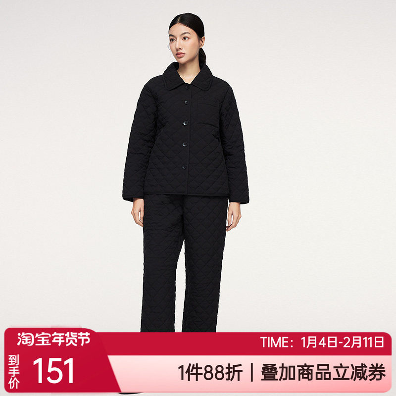 乎兮秋冬新品绗棉服保暖加厚夹棉外穿女士家居服睡衣套装HX462434