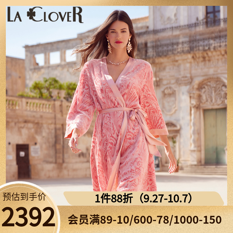 桑蚕丝女士家居服长袖睡袍晨袍