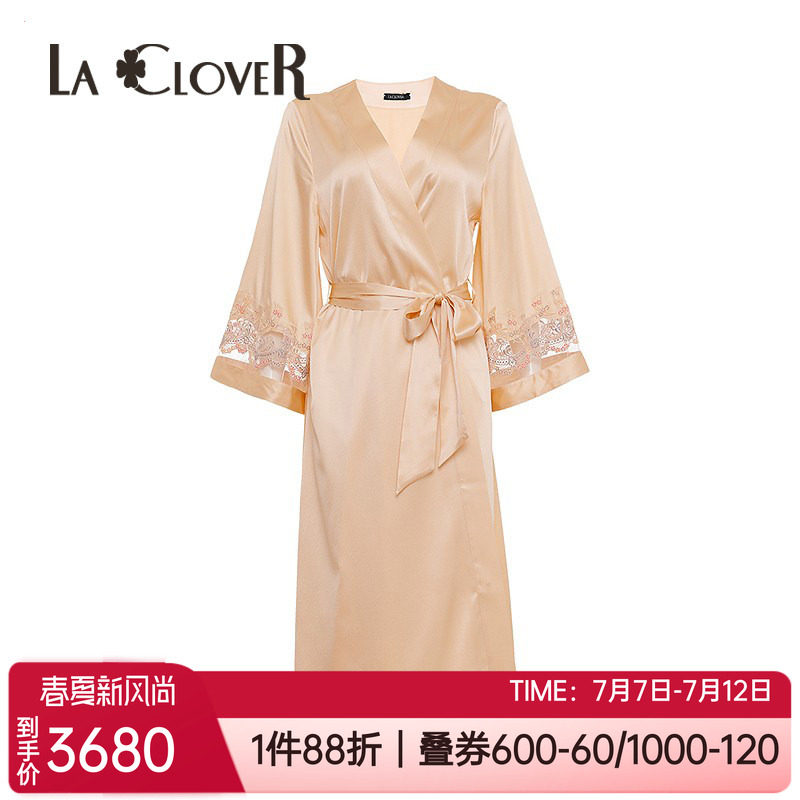 兰卡文桑蚕丝女士婚礼长袖睡袍