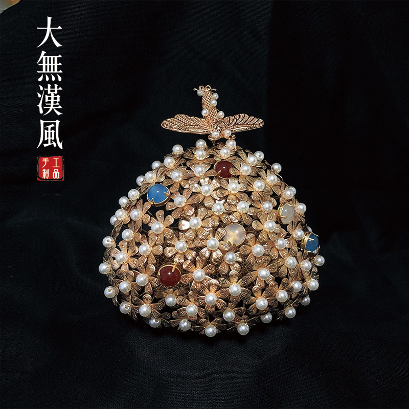 大无汉风李静训闹蛾扑花冠全套重工保色 明制婚服头饰发冠项链