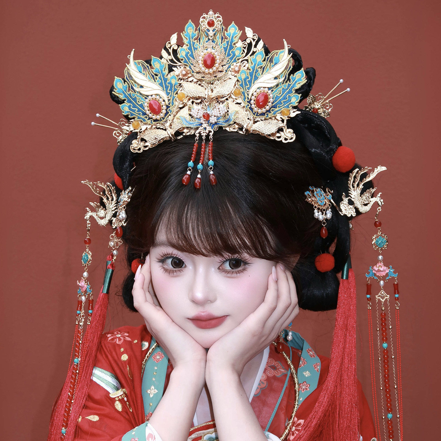 大无汉风【红鸾】原创明制唐风汉服婚嫁头饰古风新娘中式凤冠全套图片