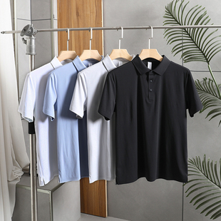 奢牌平替轻量浮光锦polo压胶吸湿快干夏季男士商务通勤弹力短袖