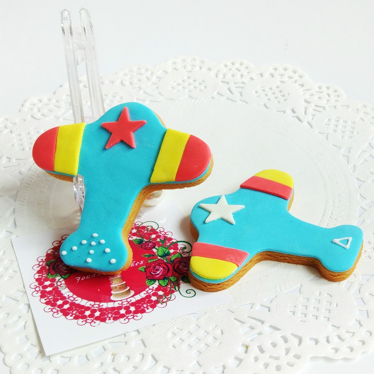 小可翻糖饼干手工甜点创意婚礼定制摆台宝宝生日周岁伴手礼小飞机