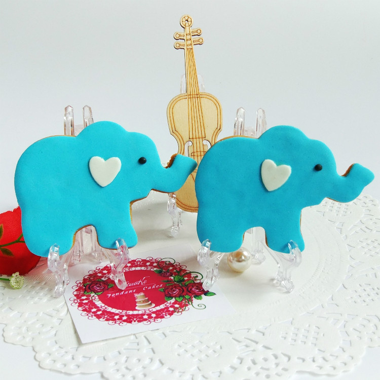 小可翻糖饼干大象手工甜点创意婚礼定制摆台宝宝生日周岁蛋糕摆件