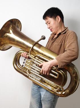 西洋古董乐器收藏大抱号 奥地利产穆西卡Musica 基本完整黄铜大号