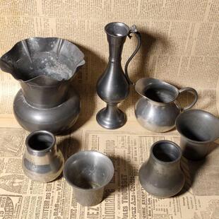 北欧民俗老物件荷兰古董老式锡器锡壶罐杯子花瓶摆件杂件装饰收藏