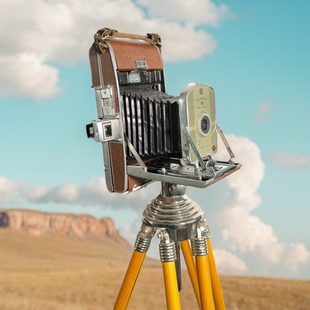 1950年代古董相机美国宝丽来皮腔相机95b快门工作小瑕疵道具摆件