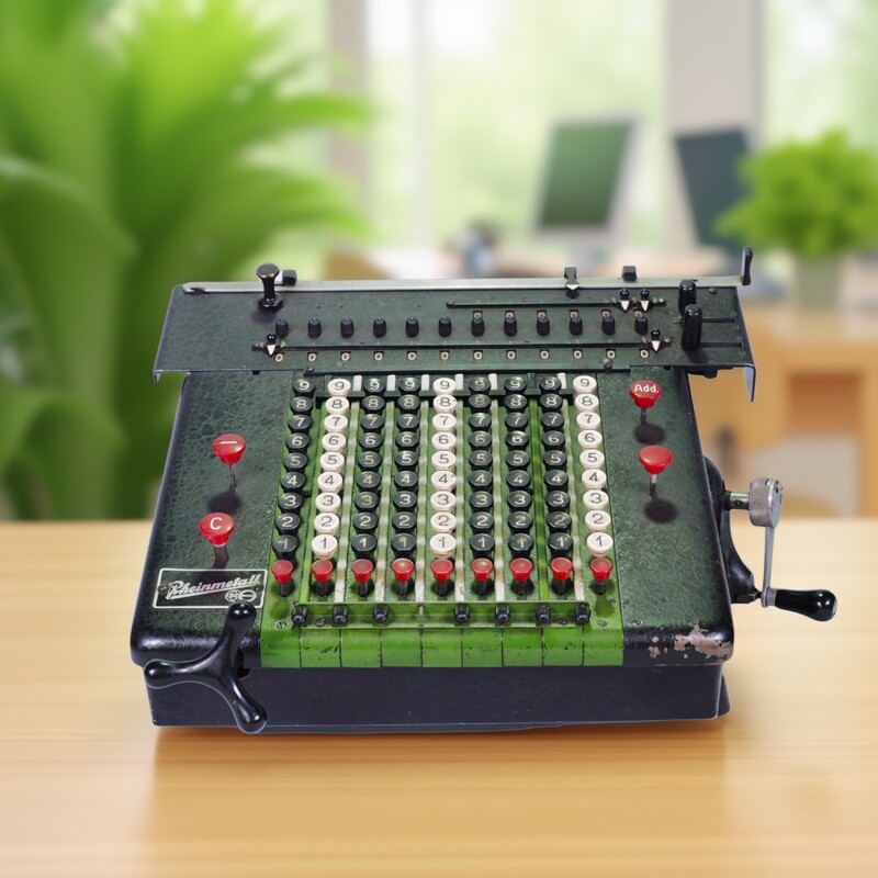 古董德国莱茵金属Rheinmetall手摇机械计算器西洋算盘文旅功能ok