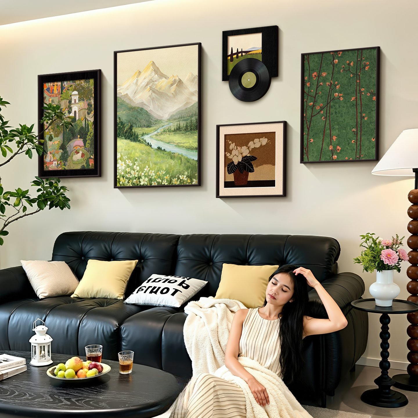 中古风日照金山客厅装饰画法式复古沙发背景墙挂画高级感组合壁画,家居饰品,现代装饰画,淘宝优惠券,粉丝福利购,淘宝优惠卷