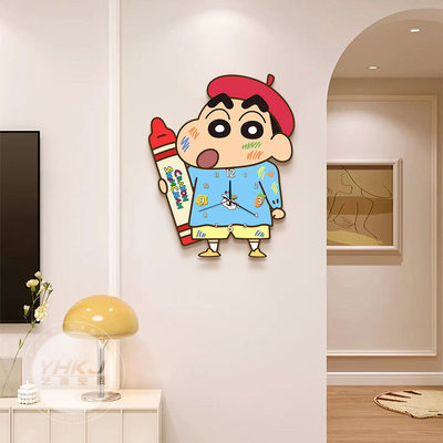 蜡笔小新创意卡通客厅玄关钟表画