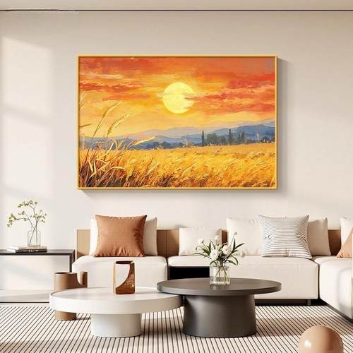 日出东方黄金麦田风景客厅装饰画