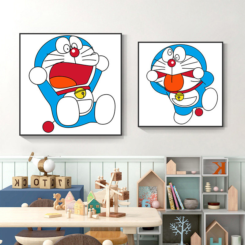 哆啦a梦装饰画儿童房卧室床头挂画可爱卡通动漫机器猫叮当猫壁画