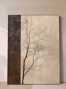 侘寂美学复古树枝装饰画