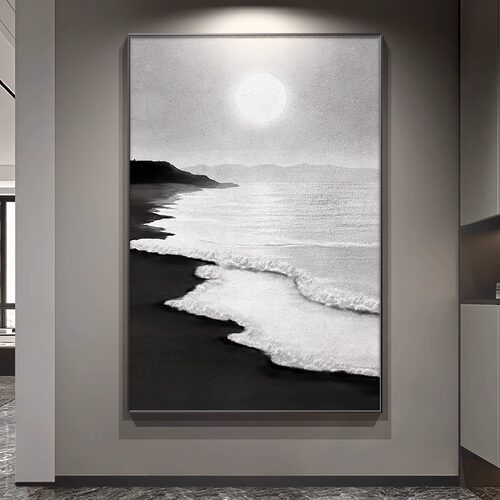现代轻奢抽象海浪玄关装饰画