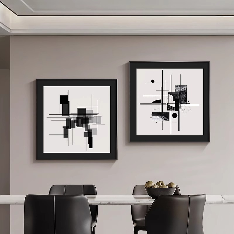现代简约抽象餐厅装饰画小众艺术