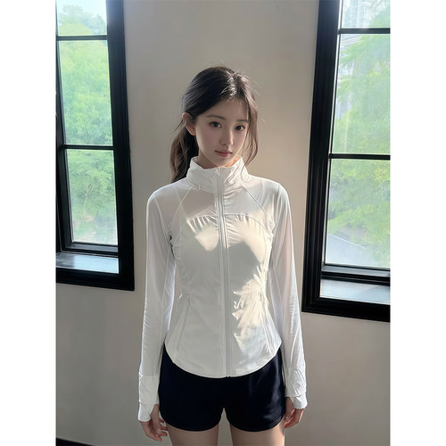 luqi lulu夏季皮肤衣原纱防晒外套连帽轻薄户外运动