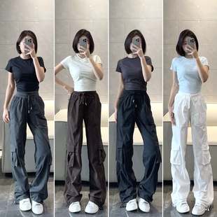 神褲 luqi lulu顯瘦速干防水Dance Studio工裝 運動輕薄直筒丟丟褲