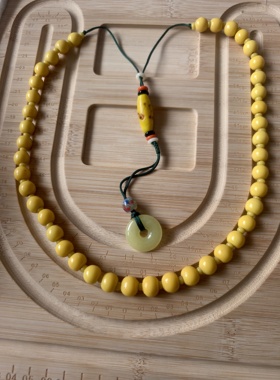 diy原创手工黄色琉璃珠子毛衣链
