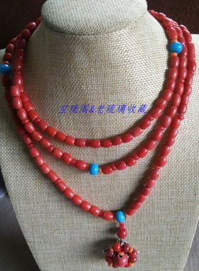 清朝包浆老琉璃珠子古玩项链