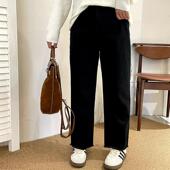 松紧腰直筒裤 女休闲裤 2025秋胖mm百搭牛仔裤 大码 显瘦小脚裤