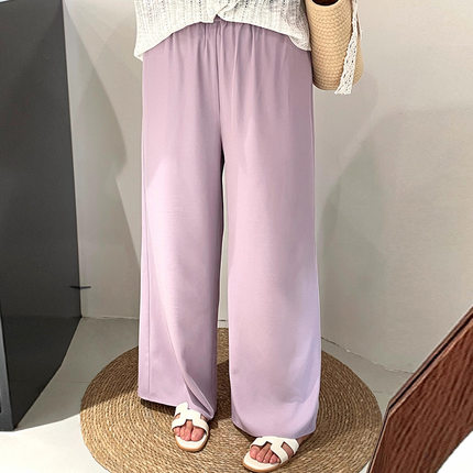 大码女装松紧休闲裤女高腰宽松拖地裤2025夏胖mm百搭阔腿裤NK1155