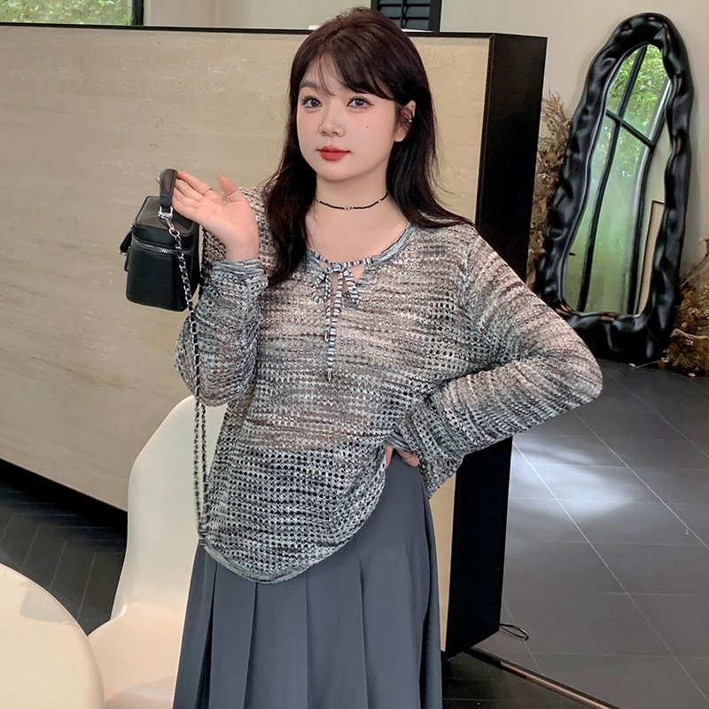 薇薇家支段染冰曲套头圆领套头