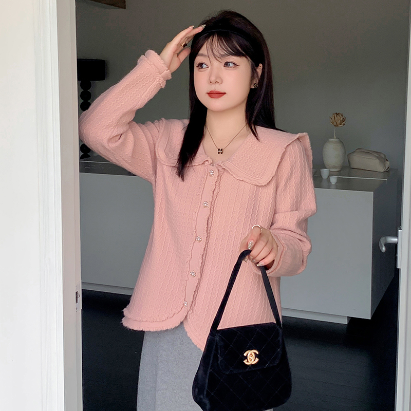 薇薇家绵阳绒开衫娃娃领开衫