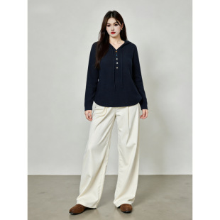 2025冬胖mm套头毛衣 休闲连帽卫衣女百搭宽松针织衫 大码 女装