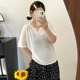 胖mm百搭宽松短袖 大码 t恤 针织衫 2025新款 女装 休闲u领上衣女夏薄款