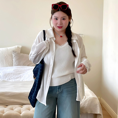 大码女装外穿POLO衫女内搭背心两件套2025夏胖mm宽松休闲防晒套装