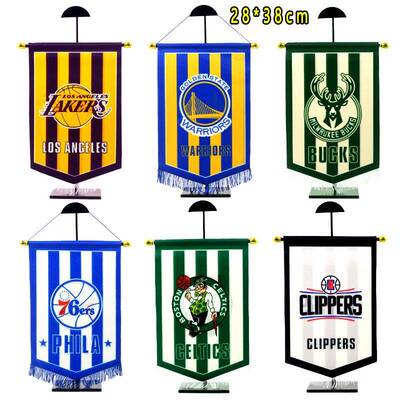 湖人勇士nba挂旗 篮网快船酒吧装旗挂画 雄鹿凯尔特人篮球五角旗