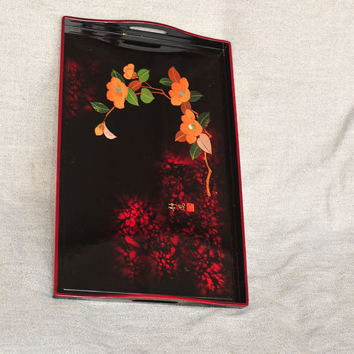 日本中古漆器花卉托盘礼赠佳选
