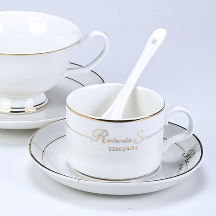 陶瓷咖啡杯套装欧式美式小奢华高档精致轻奢酒店金边奶茶杯子定制