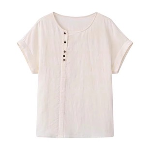 新款 圆领短袖 新中式 T恤衫 气质潮衬衫 女装 休闲百搭小衫 上衣 夏季