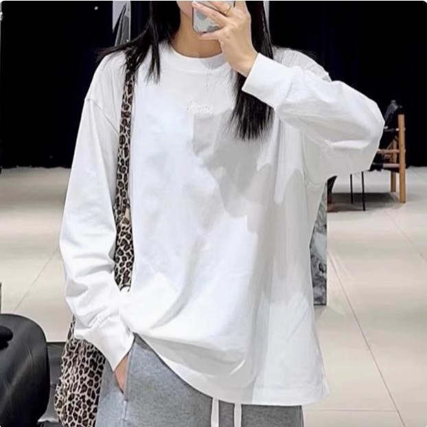 卫衣 时尚女装新款圆领套头刺绣简约宽松显瘦百搭长袖T恤 上衣女