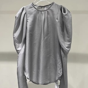新款 女装 圆领醋纤桑蚕丝面料高级感轻薄透气套头上衣女 时尚 衬衫