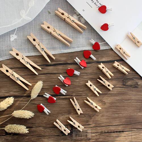 背景麻绳红色爱心摄影道具木夹子