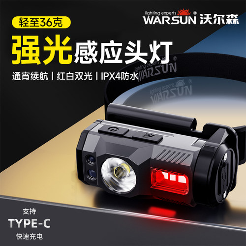 沃尔森强光2026新款夜钓感应头灯