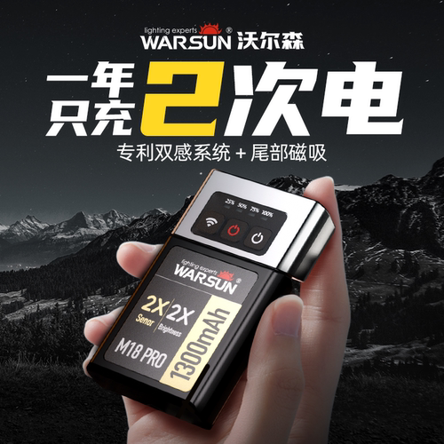 沃尔森夜钓强光头灯超长续航钓鱼专用双感应头戴帽夹强光超亮充电