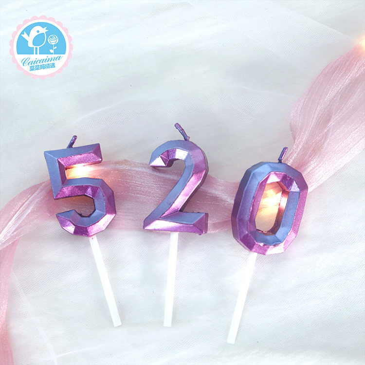 菜菜妈烘焙蛋糕装饰ins棱柱蜡烛生日快乐蛋糕数字0-9创意蜡烛插件