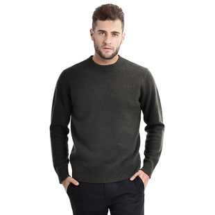 Sungod/日神秋冬新款圆领长袖纯羊绒衫男士中年休闲针织商务套衫