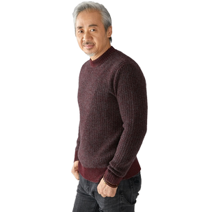 日神羊绒衫男秋冬季新款坑条加厚保暖时尚针织衫圆领长袖打底毛衣