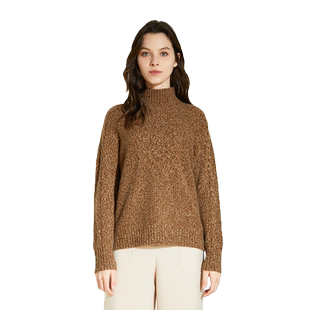 日神秋冬新款加厚羊绒衫女纯山羊绒高领打底粗针针织套头毛衣不扎