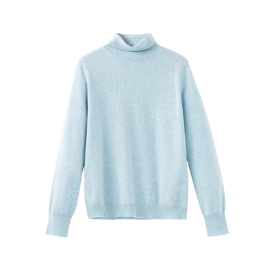 日神羊绒衫堆堆领纯色减龄显白