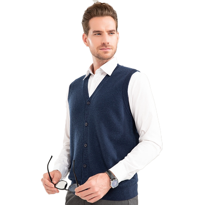 日神v领羊绒背心马甲开衫